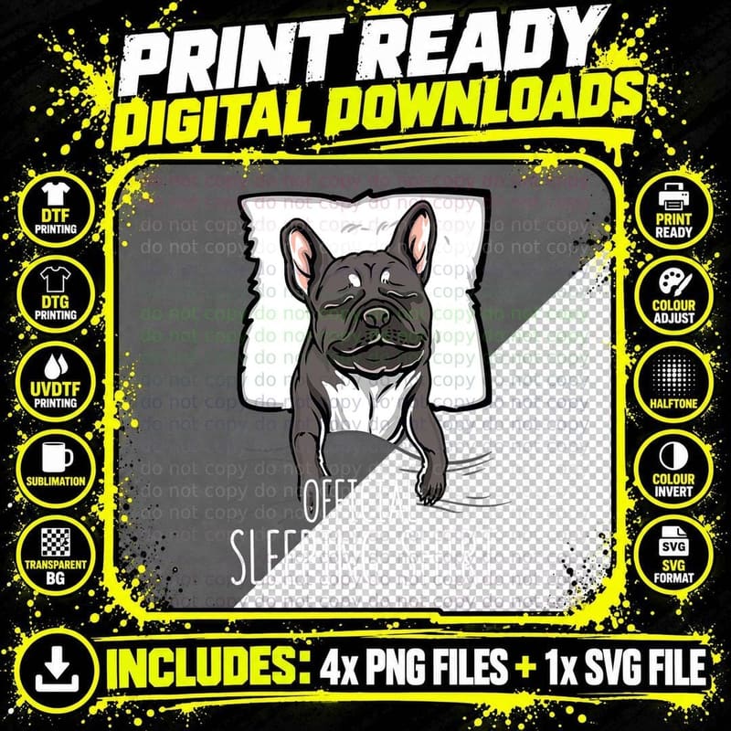 Official Sleeping Shirt Cute French Bulldog Dog Png SVG Digital Bundle
