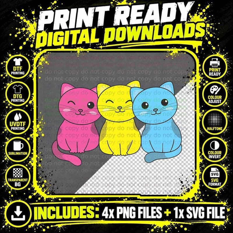 Pansexual Flag Pan Pride LGBTQ Cats Pansexual Cat T-Shirt Png SVG Digital Bundle
