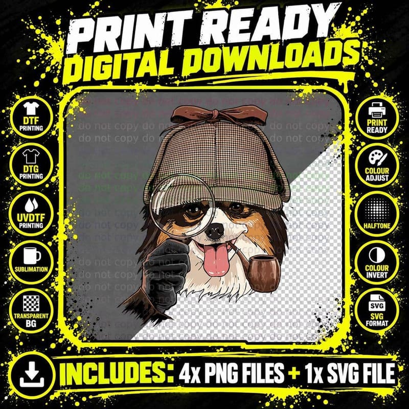 Papillon Detective Papillon Dog Lover T-Shirt Png SVG Digital Bundle
