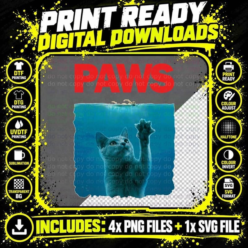 Paws Kitten Meow Parody Funny Tshirt Cat Lover Gifts Png SVG Digital Bundle