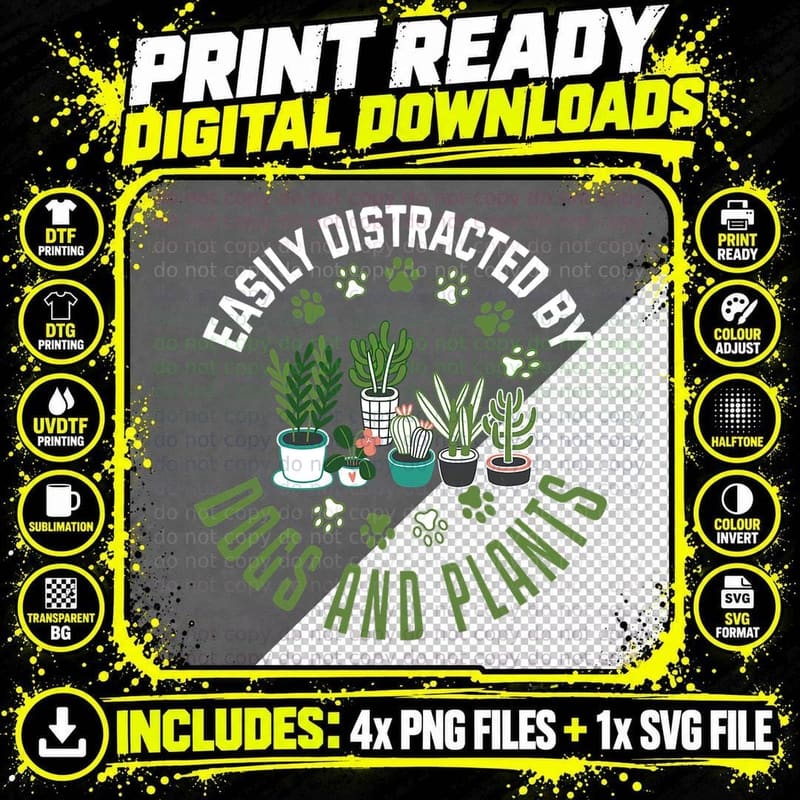 Plants and Dogs Shirt Funny Plant Lover Dog Lover Plant Png SVG Digital Bundle