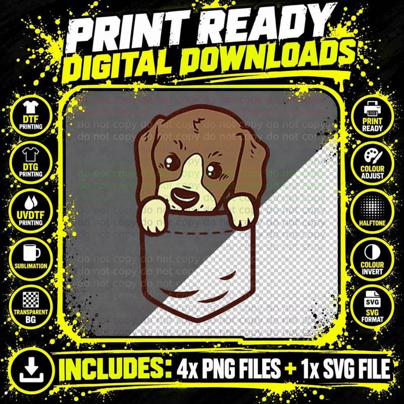 Pocket Beagle Cute Dog Puppy Face Pet Lover Owner Gift Png SVG Digital Bundle