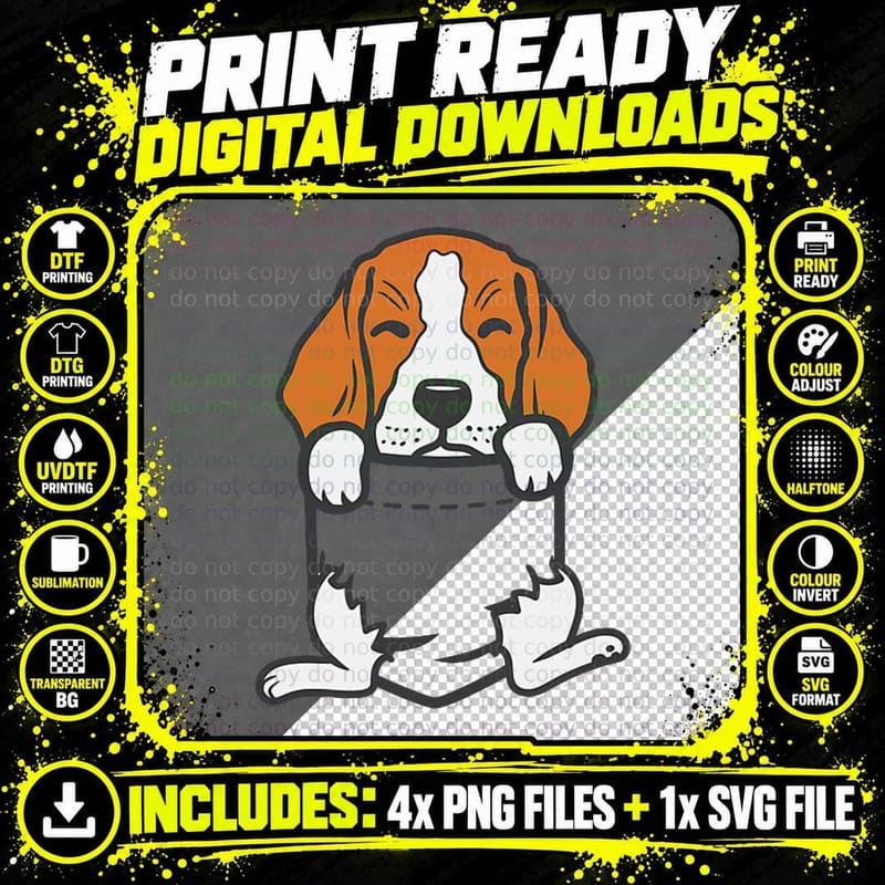 Pocket Beagle Feet Animal Pet Hound Dog Lover Owner Gift Png SVG Digital Bundle