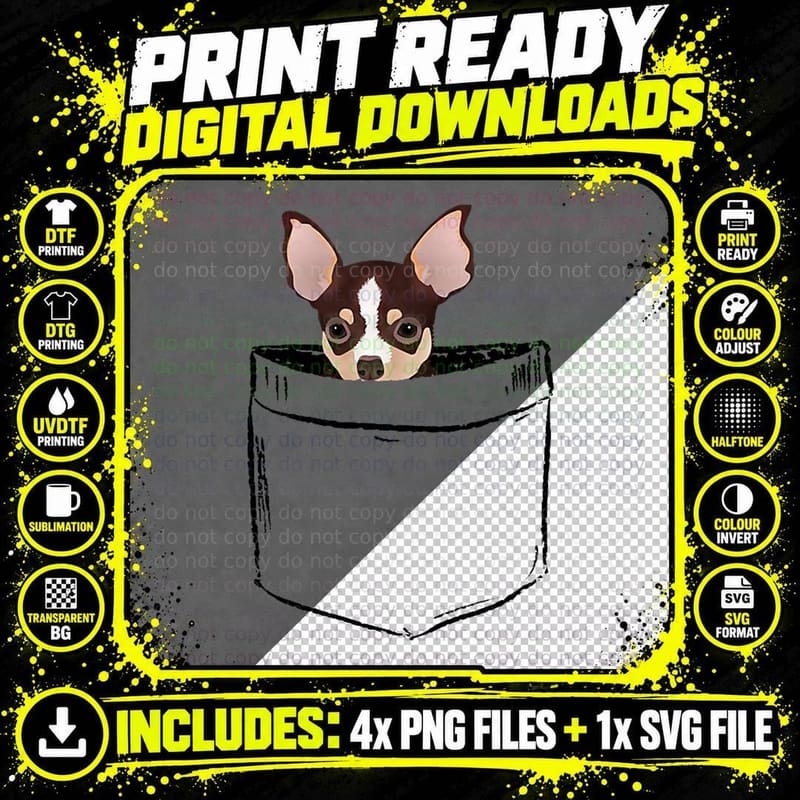 Pocket Chihuahua Dog Love-R Dad Mom Png SVG Digital Bundle