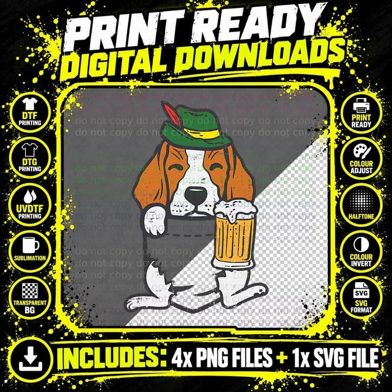 Pocket German Beagle Feet Oktoberfest Bavarian Dog Men Png SVG Digital Bundle