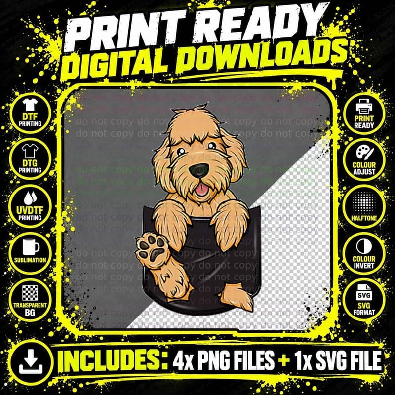 Pocket Labradoodle Puppy Cute Dog Lover T-Shirt Png SVG Digital Bundle