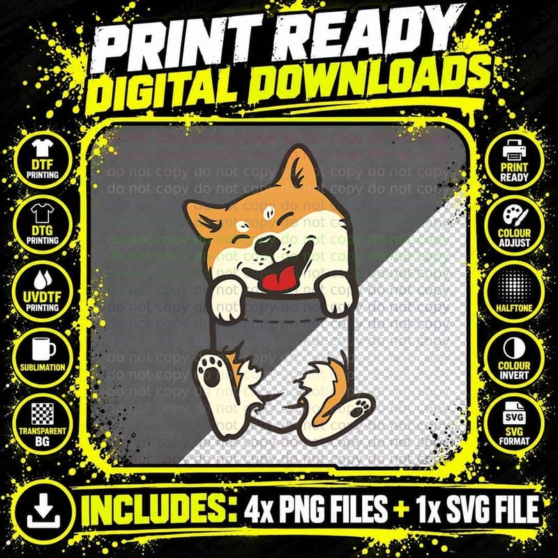 Pocket Shiba Inu Feet Cute Doge Akita Dog Lover Owner Png SVG Digital Bundle