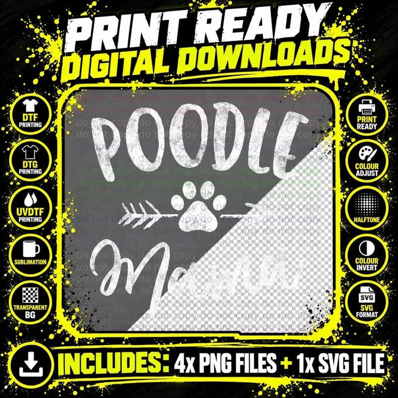 Poodle Mama Shirt Poodle Lover Owner Gifts Dog Mom Png SVG Digital Bundle