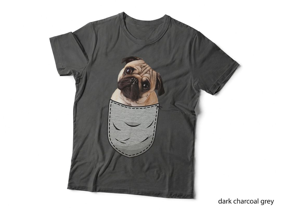 Pug Carlin Carlino Chest Bag Pocket Dog Owners T-Shirt