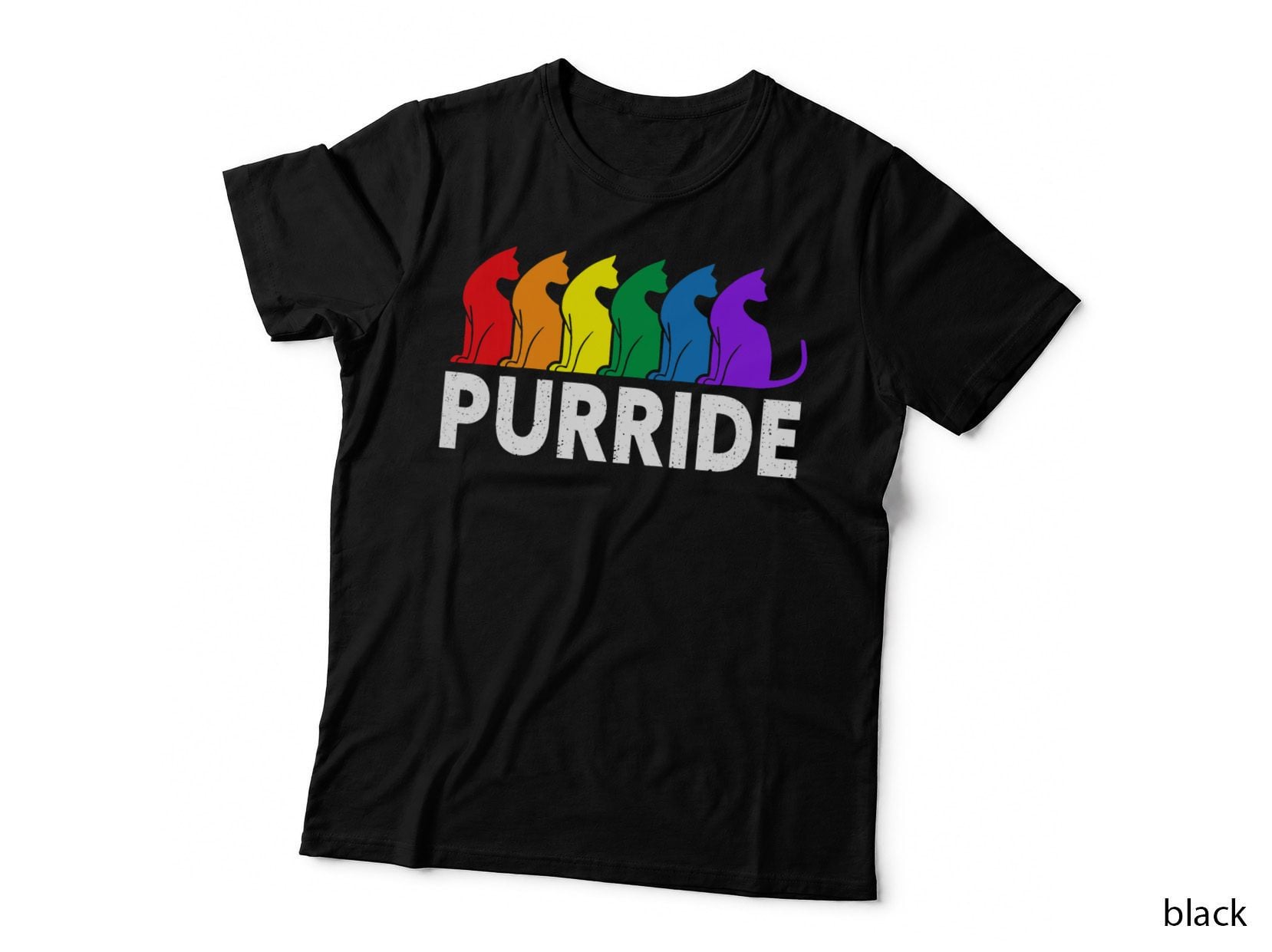 Purride Cat Lover Pride Month Gay Rights Rainbow Cat T-Shirt