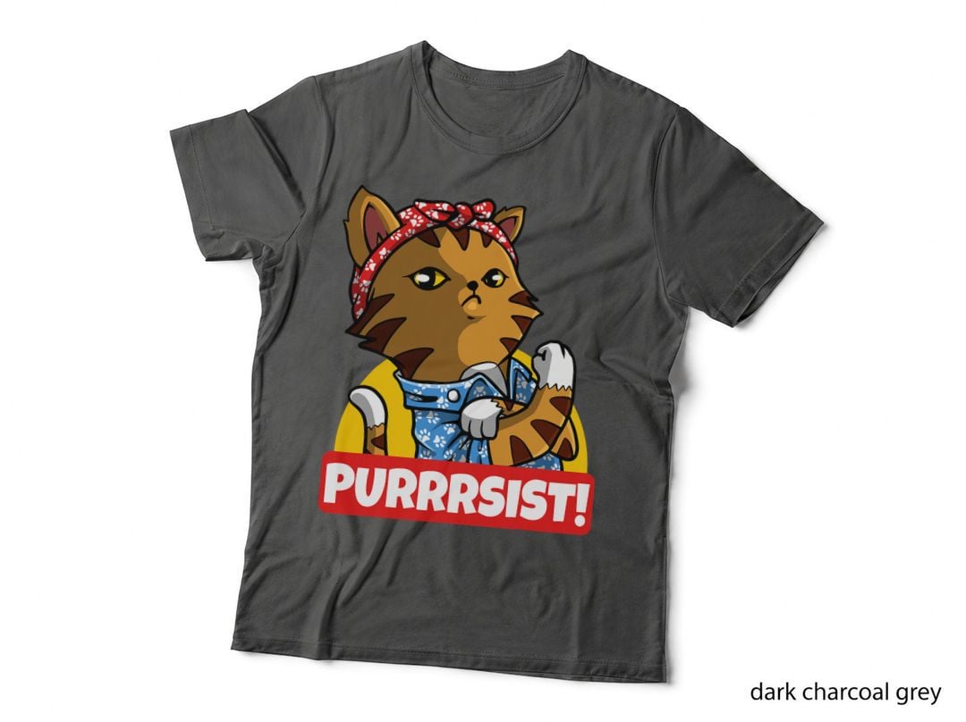 Purrrsist Cat Kitten Lover Funny Strong Girl Pet Owner T-Shirt