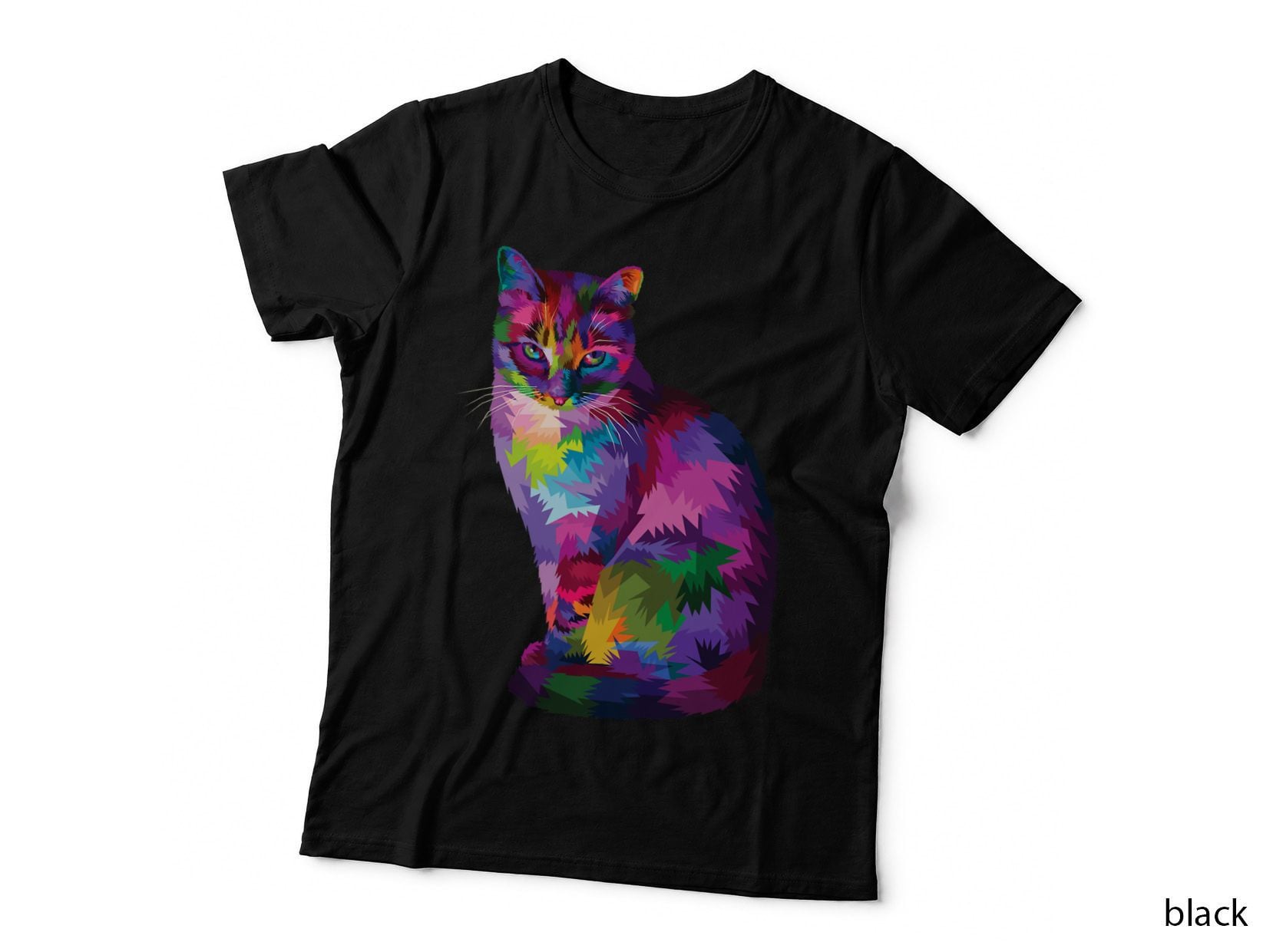 Rainbow Tabby Cat Vibrant Feline Spectrum Kitty Portrait T-Shirt