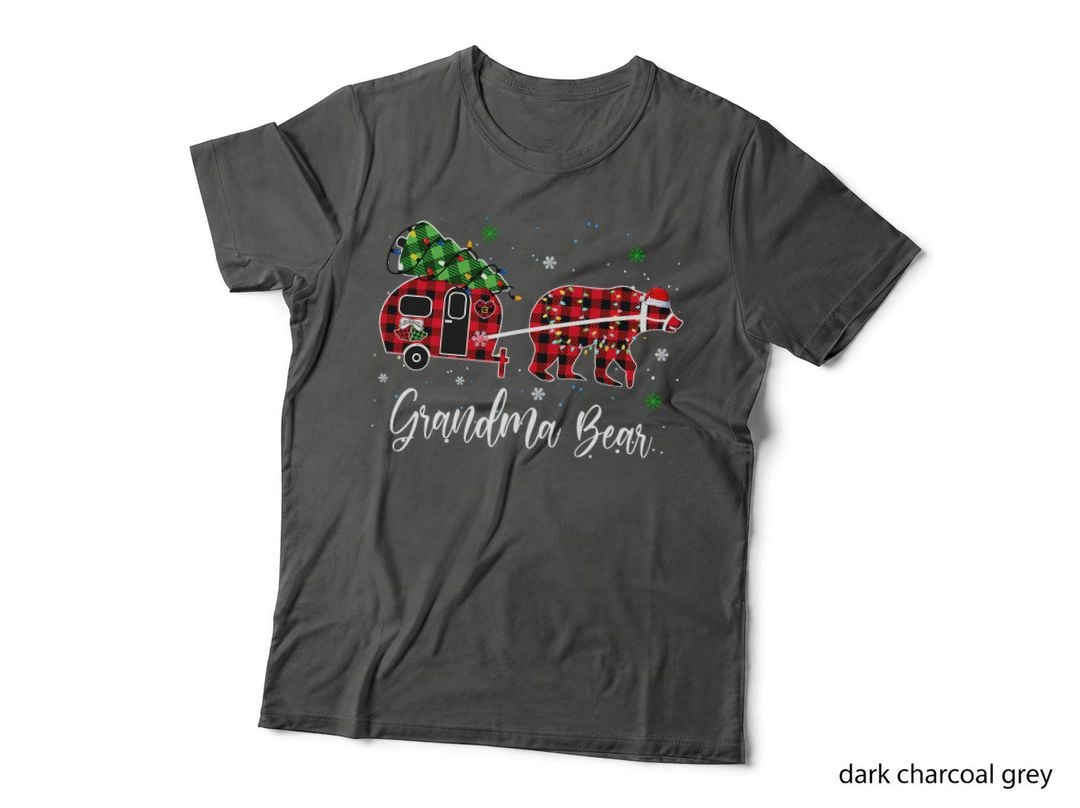 Red Plaid Grandma Bear Matching Buffalo Pajama T-Shirt
