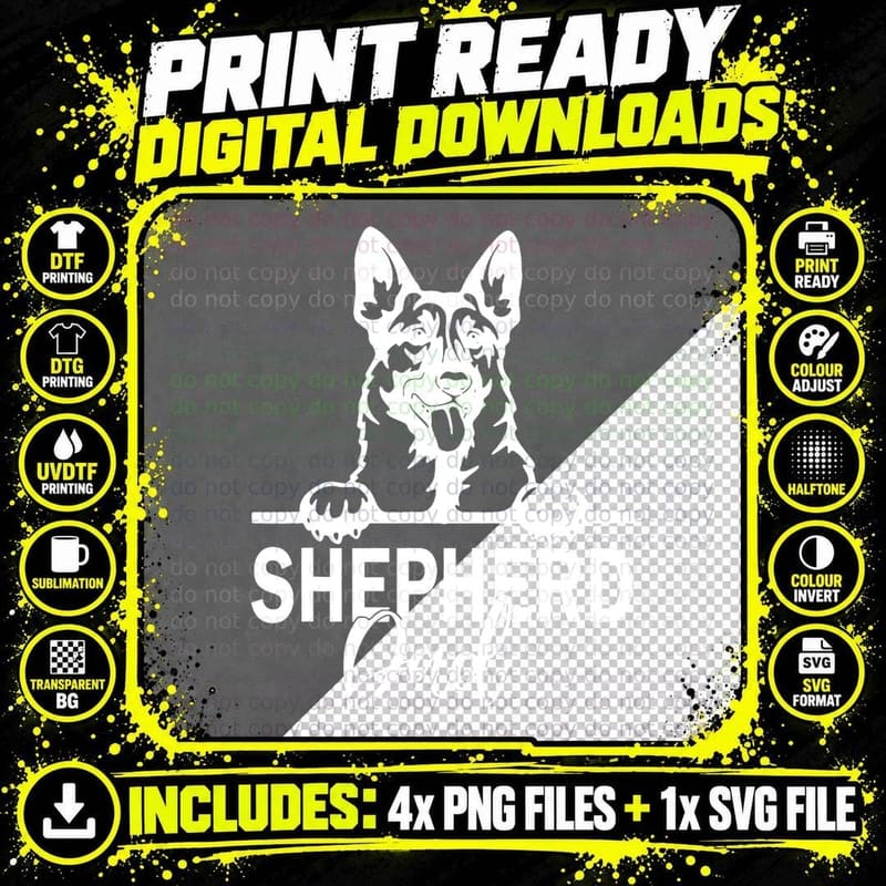 Retro German Shepherd Dad Gift Dog Owner Pet Shepard Png SVG Digital Bundle