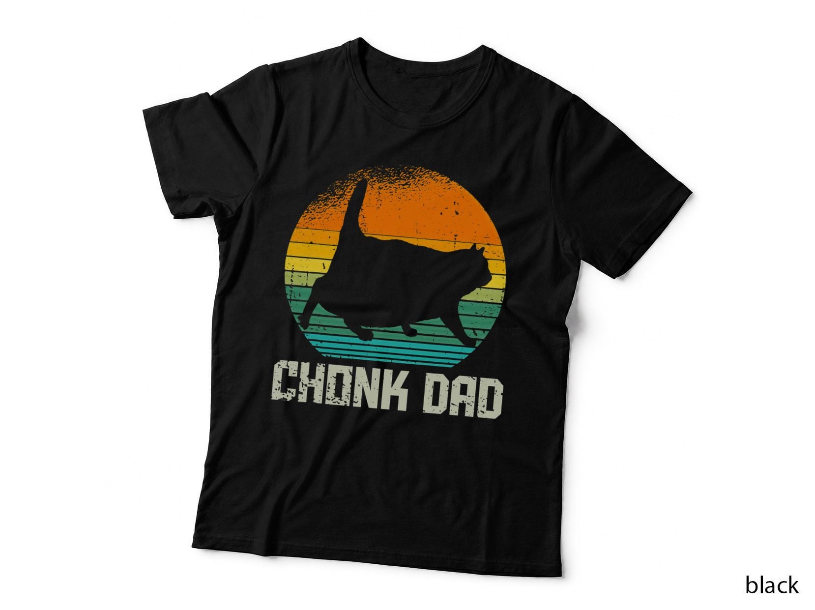 Retro Vintage Style Funny Fat Daddy Cat Meme Chonk Cat Dad T-Shirt