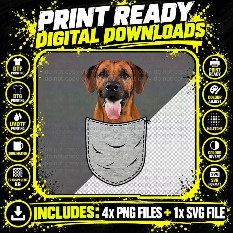 Rhodesian Ridgeback Chest Bag Pocket Dog Owners T-Shirt Png SVG Digital Bundle