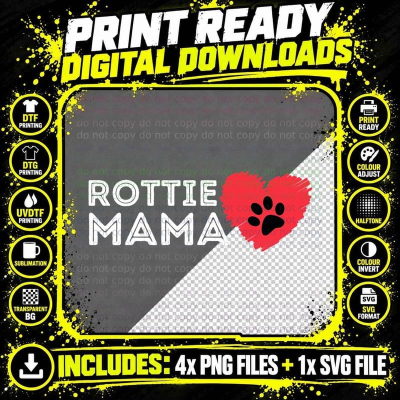 Rottie Mom - Rottweiler Lover Rott Dog Owner Rottie Png SVG Digital Bundle