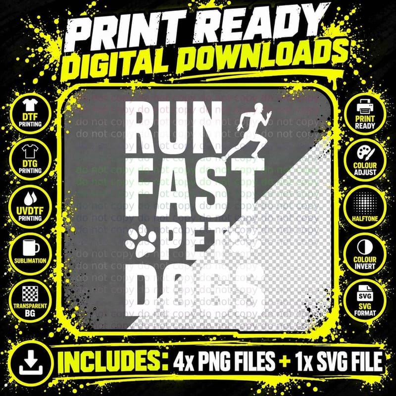 Run Fast Pet Dogs Marathoner Marathon Dog Lovers Png SVG Digital Bundle