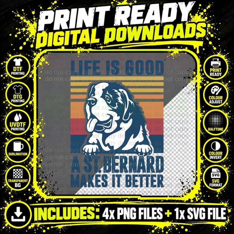 Saint Bernard Gifts for Women Men Dog Mom Dad St Bernard Png SVG Digital Bundle