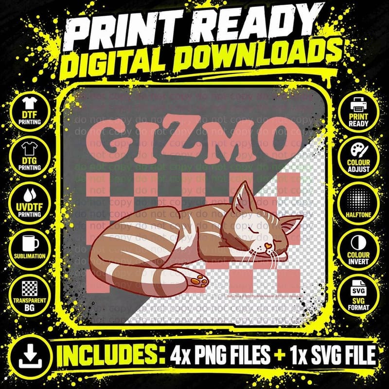Sally Face Gizmo the Cat Checkered Nap Pattern T-Shirt Png SVG Digital Bundle