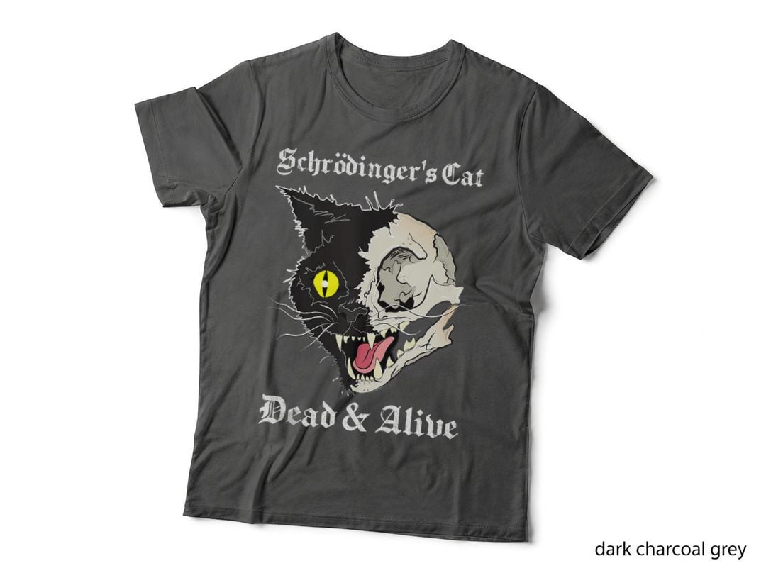 Schrodinger's Black Cat Dead & Alive Quantum Paradox Physics T-Shirt