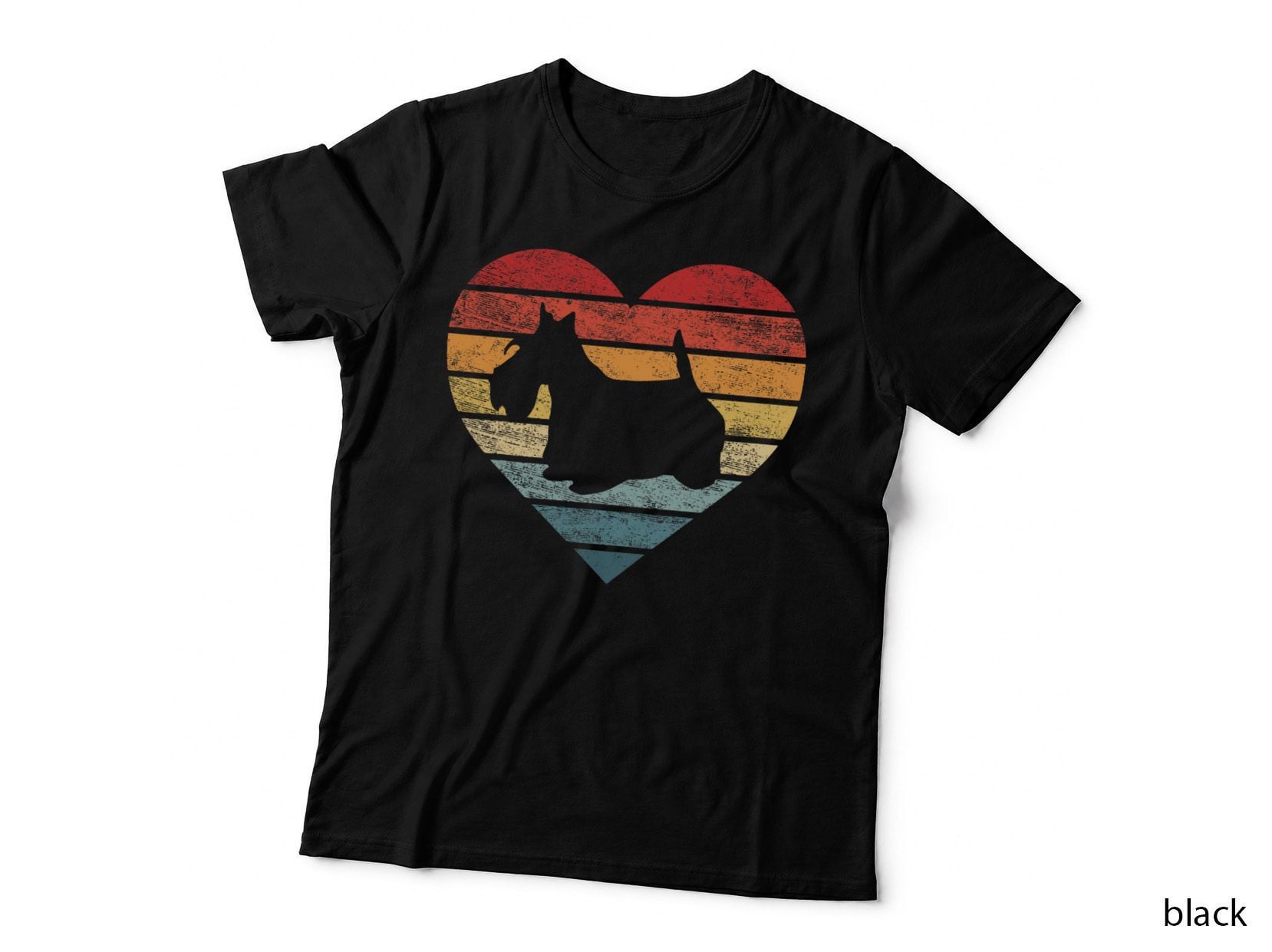 Scottish Terrier Lover Owner Gifts Retro Sunset Dog Mom Dad T-Shirt