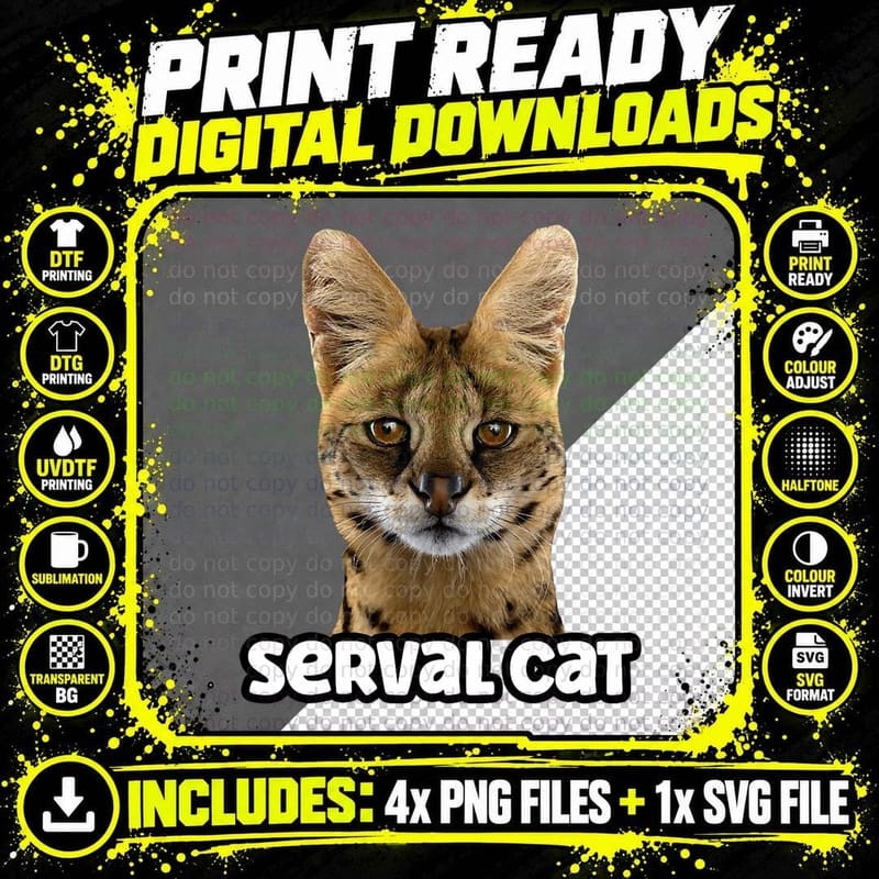 Serval Wild Cat Sarcastic Serval Cat T-Shirt Png SVG Digital Bundle