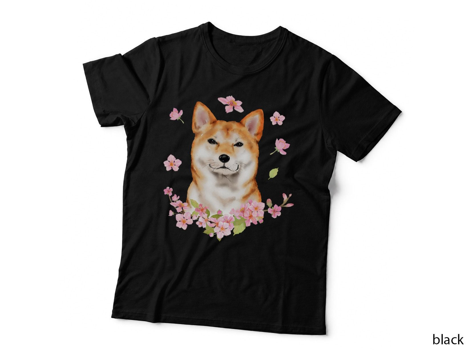 Shiba Inu Dog Japanese Cherry Blossom Sakura Flower T-Shirt