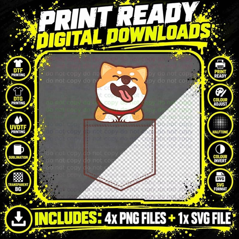 Shiba Inu Pocket Puppy Dogs Lover Puppies Dog Owner Png SVG Digital Bundle