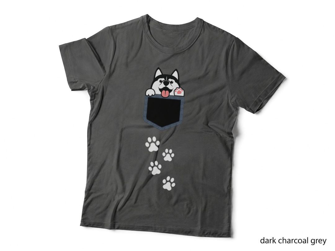 Siberian Husky in Pocket Cute Puppy Dog Lover Apparel T-Shirt