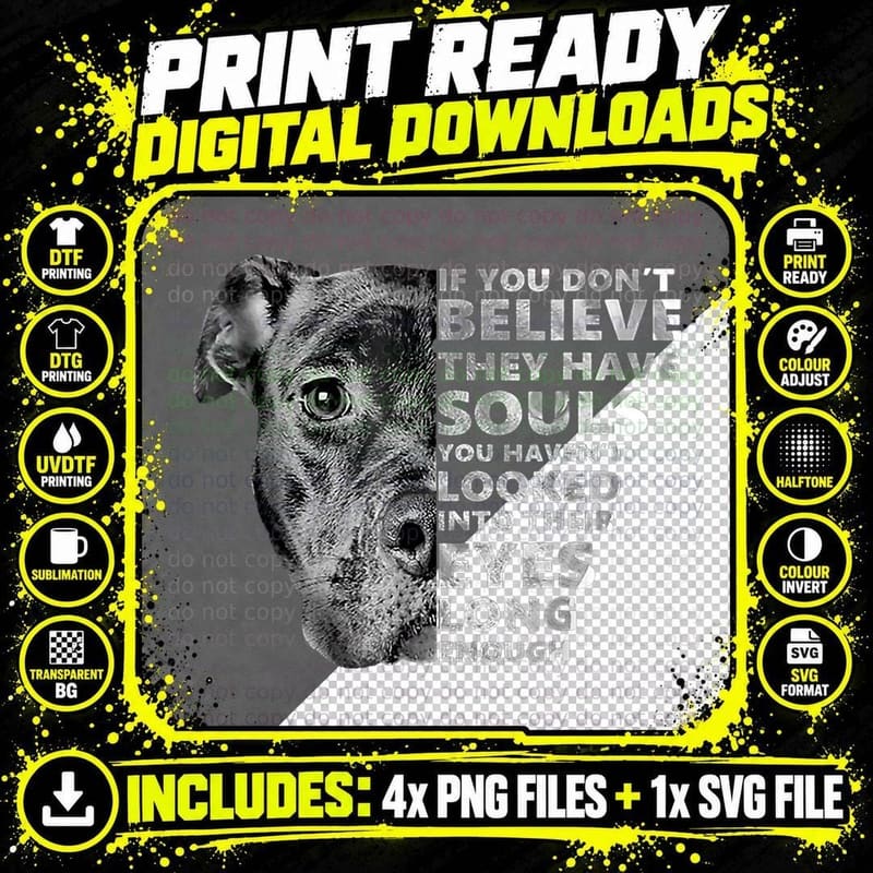 Soul Pitbull I Love Pitbull Dog Lover T-Shirt Png SVG Digital Bundle