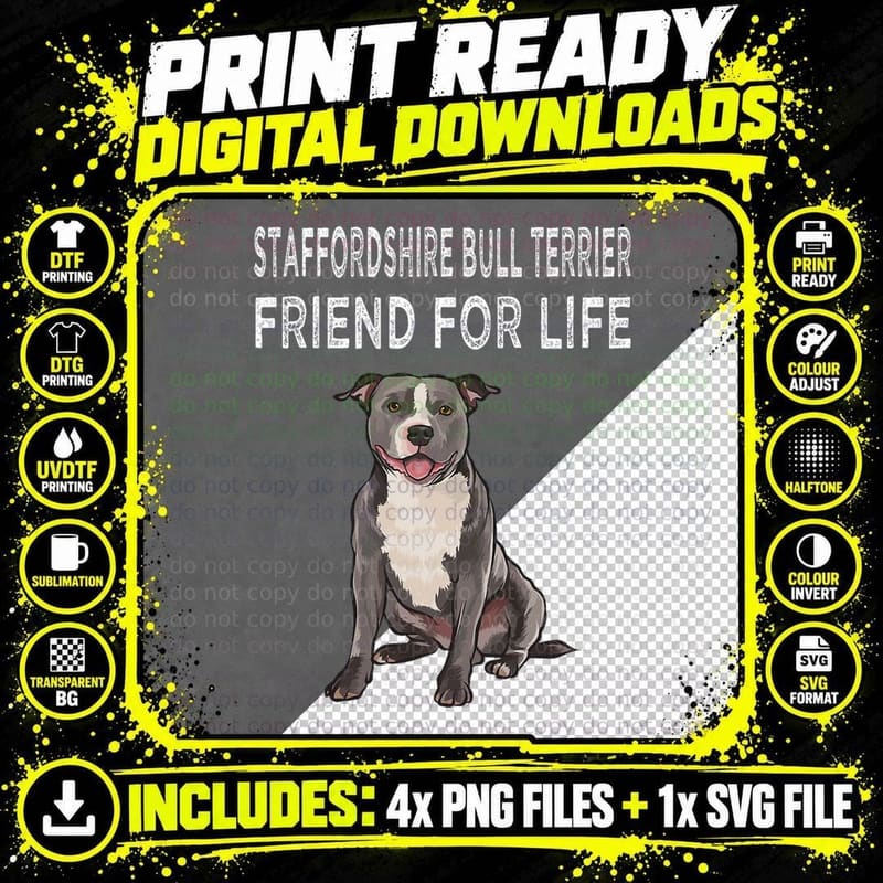 Staffordshire Bull Terrier Friend for Life Dog Png SVG Digital Bundle