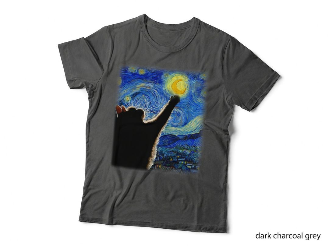 Starry Night Cat, Van Gogh Cat Lover, Cat Mom, Cat Dad T-Shirt