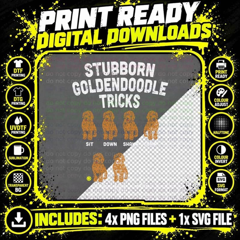Stubborn Goldendoodle Tricks Funny Dog Trainer Mom Dad Png SVG Digital Bundle