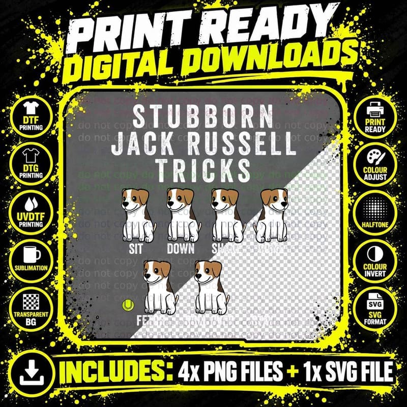 Stubborn Jack Russell Terrier Tricks Shirt Dog Gift Png SVG Digital Bundle