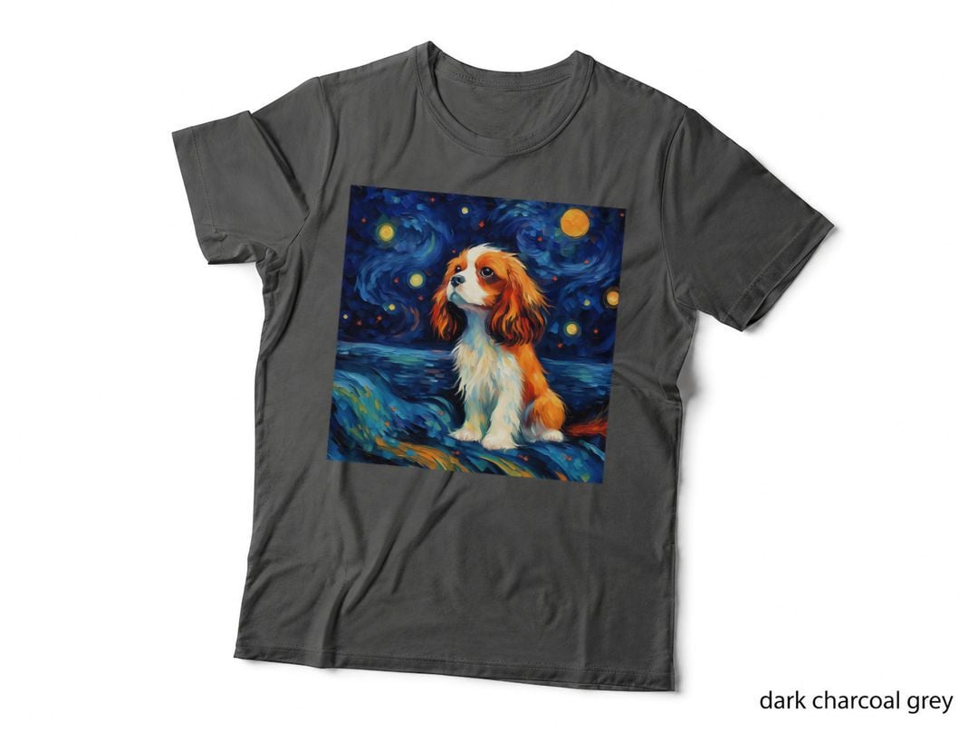 Surreal Starry Night Cavalier King Charles Spaniel Dog T-Shirt