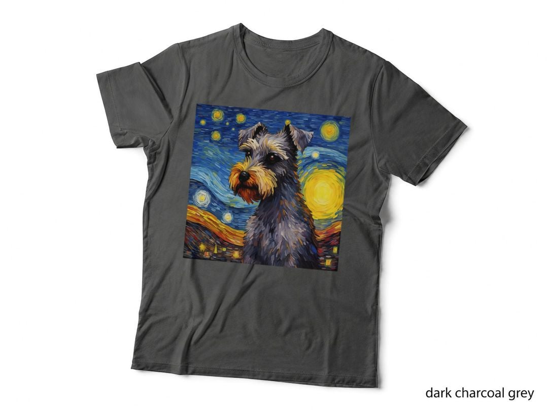 Surreal Starry Night Miniature Schnauzer Dog T-Shirt