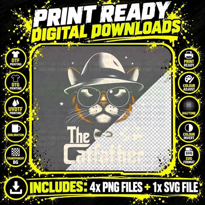 The Cat Father Funny Cat T-Shirt Png SVG Digital Bundle