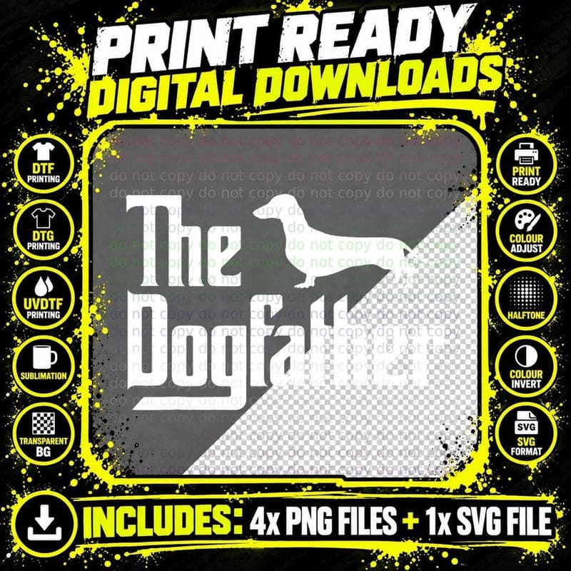 The Dog Father, Dachshund Lover Dog Dad Png SVG Digital Bundle