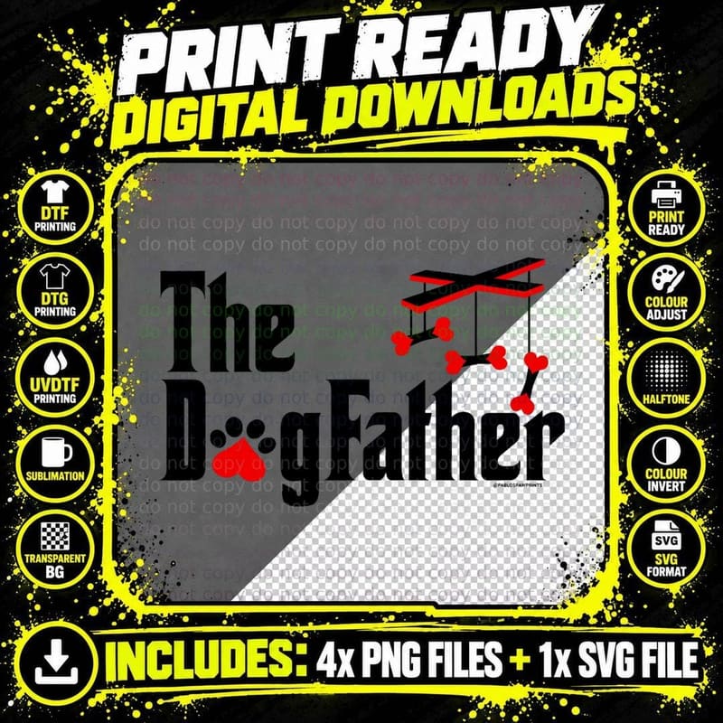 The Dogfather - Funny Cute Dog Fathers Day Dad Doggo Png SVG Digital Bundle