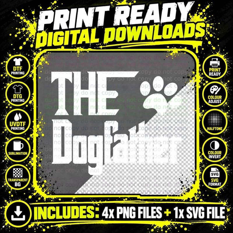 The Dogfather Dog Father Dad T-Shirt Png SVG Digital Bundle