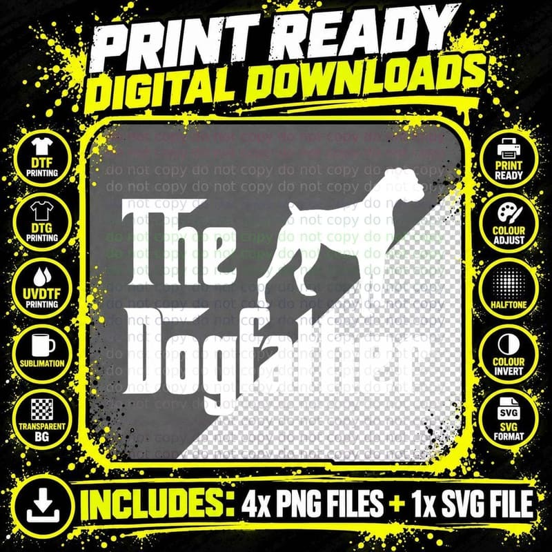 The Dogfather T Shirt Boxer Dog Lover Gift Shirt for Men Png SVG Digital Bundle