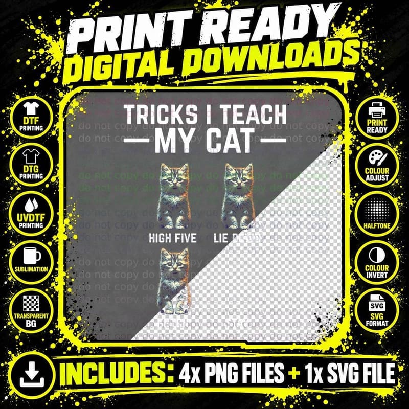 Tricks I Teach My Cat - Funny Cat Owner Kitten Dad Mom Png SVG Digital Bundle