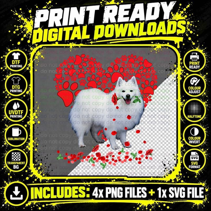 Valentines American Eskimo Heart Dog Dad Dog Mom Puppy Png SVG Digital Bundle
