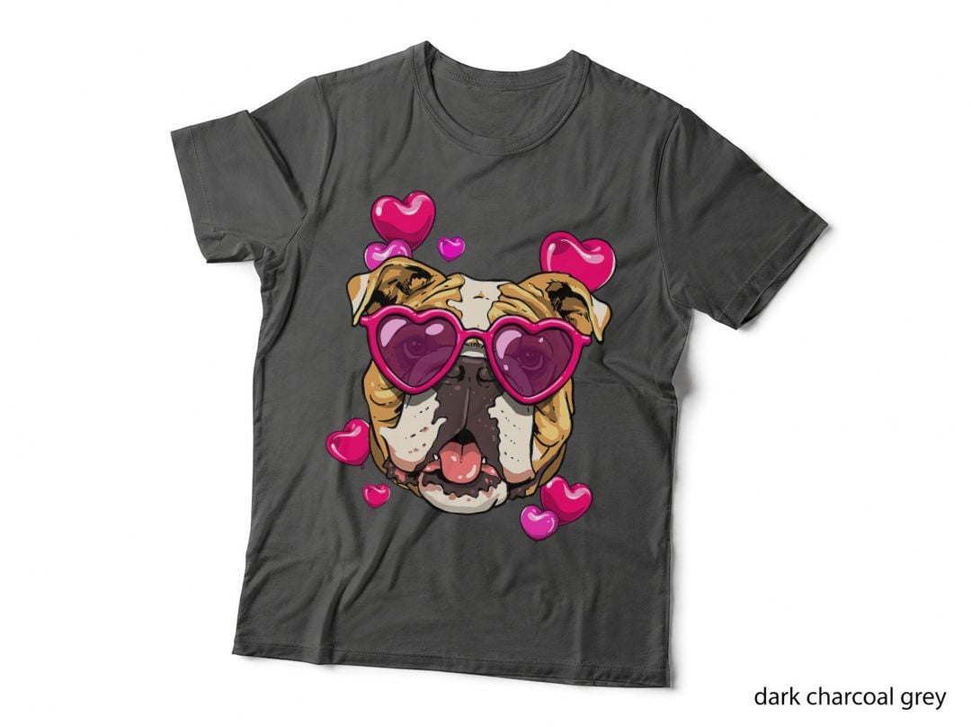 Valentines Day American Bulldog Heart Couples Dog Lover T-Shirt