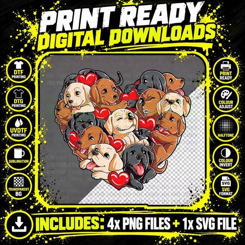 Valentines Day Labrador Heart Boys Girls Men Women Dog Png SVG Digital Bundle