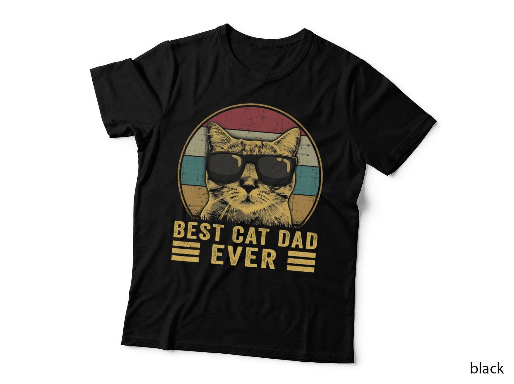 Vintage Best Cat Dad Ever Bump Fit T-Shirt