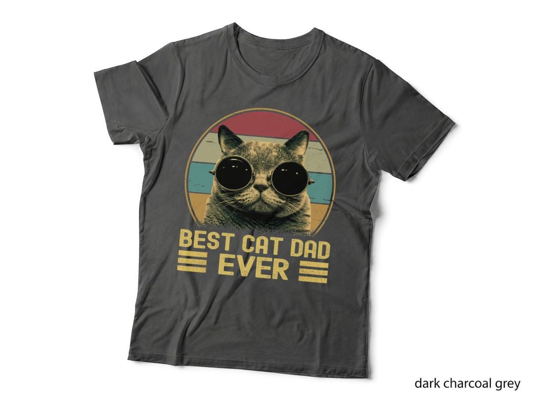 Vintage Best Cat Dad Ever Funny for Men, Cat Lover, Cat Dad T-Shirt