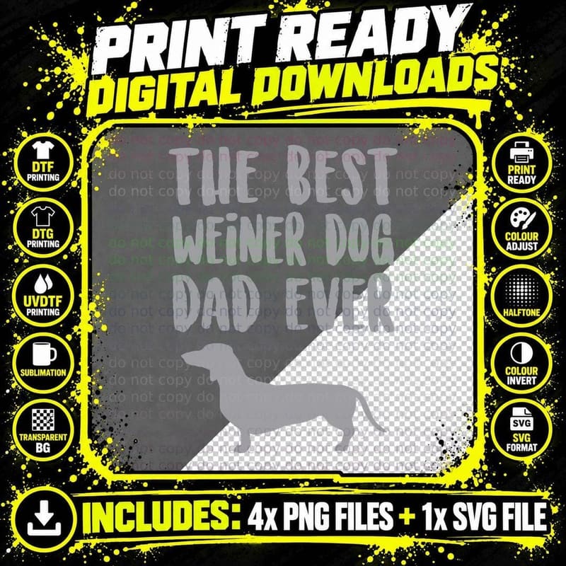 Weiner Dog Dad T Shirt, Fathers Day Dachshund Gift Idea Png SVG Digital Bundle