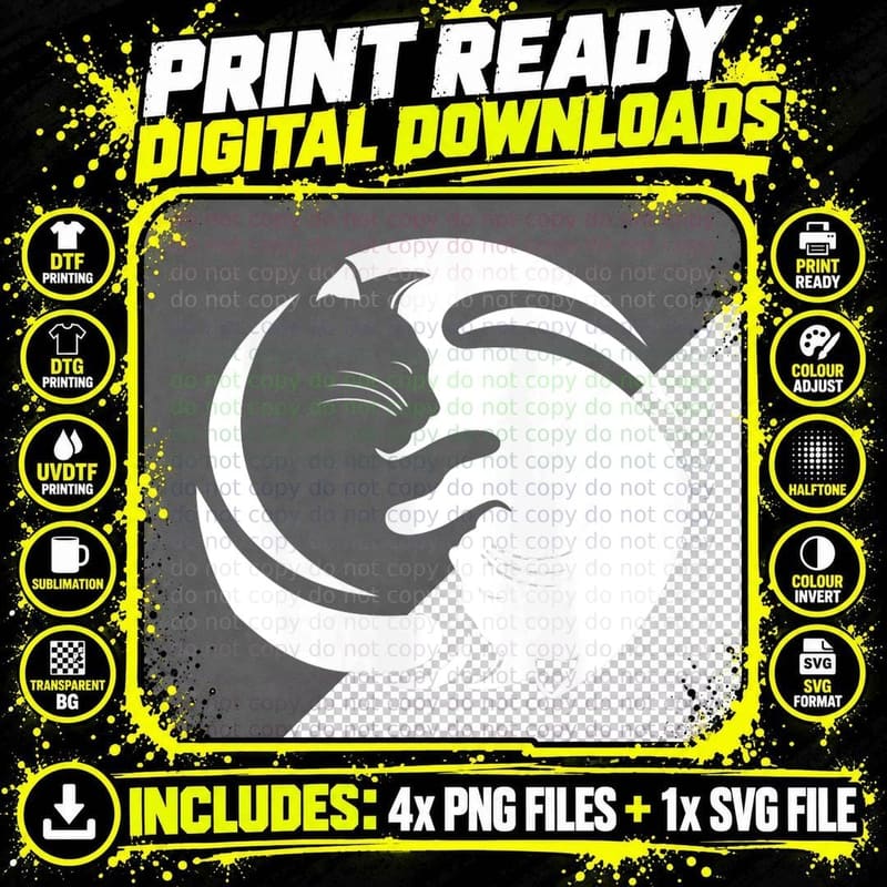 Yin Yang Cat Gift Asian Oriental Chinese Yin Yang Cat Png SVG Digital Bundle